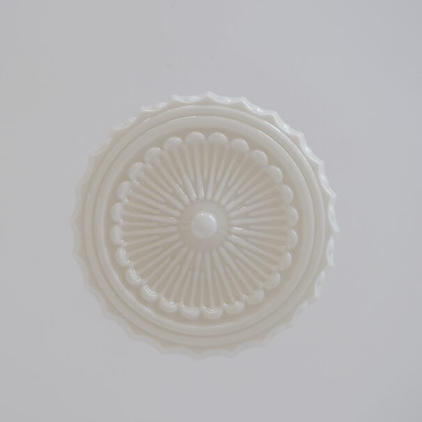 Traditional French Iron Glass Stripes Round Drum LED Semi-Flush Mount Ceiling Light For Living Room & Bedroom
