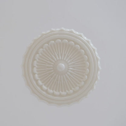 Traditional French Iron Glass Stripes Round Drum LED Semi-Flush Mount Ceiling Light For Living Room & Bedroom