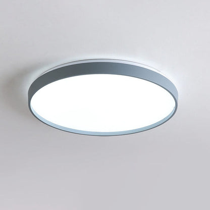 Modern Minimalist Round Solid Color Acrylic Iron LED Flush Mount Ceiling Light For Living Room & Bedroom