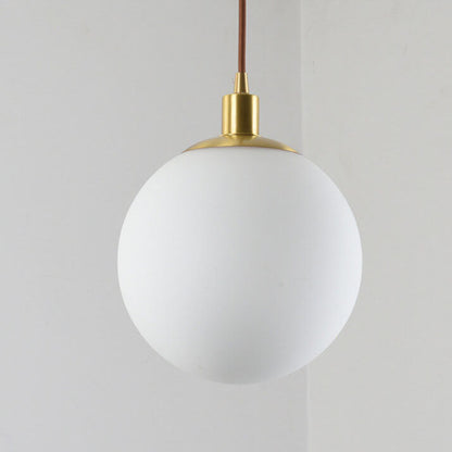 Contemporary Nordic Minimalist White Orb 1-Light Pendant Light For Bedroom