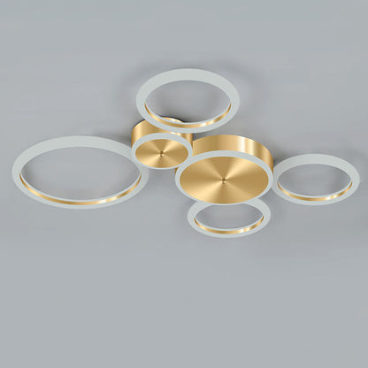 Modern Luxury Golden Circle Acrylic LED Flush Mount Ceiling Light For Living Room