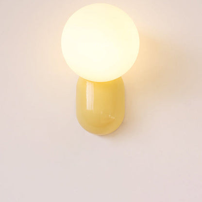 Modern Minimalist Macaron Cream Style Resin Glass Ball 1-Light Wall Sconce Lamp