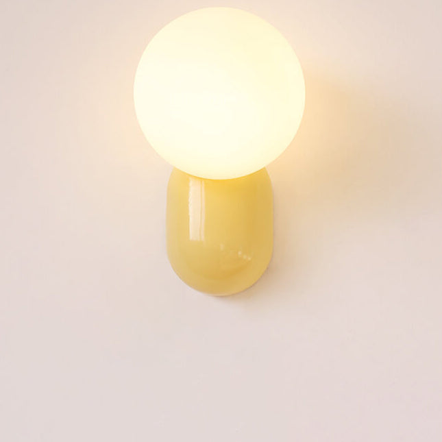 Modern Minimalist Macaron Cream Style Resin Glass Ball 1-Light Wall Sconce Lamp