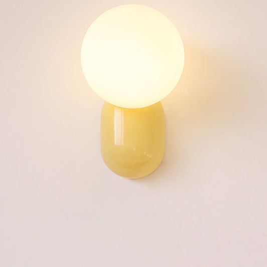 Modern Minimalist Macaron Cream Style Resin Glass Ball 1-Light Wall Sconce Lamp