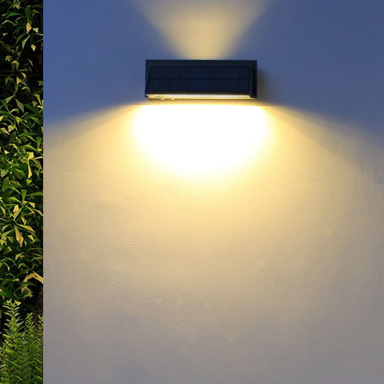 Modern Minimalist Solar Waterproof Aluminum Glass Rectangular Slant LED Patio Wall Sconce Lamp For Outdoor