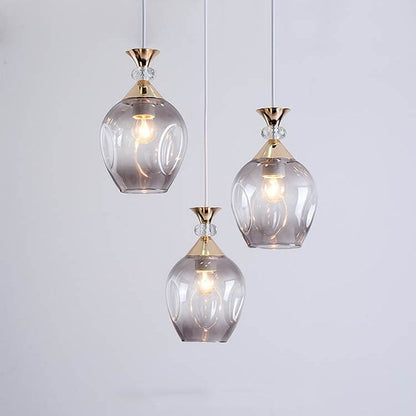 Contemporary Nordic Gradient Glass Hardware Orb 1/3 Light Island Light Chandelier for Living Room