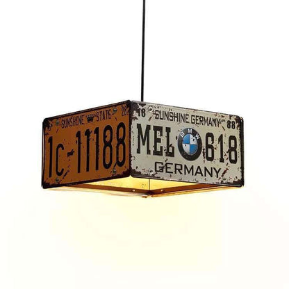 Contemporary Industrial Creative Square Rectangular License Plate Metal 3/5 Light Chandelier for Living Room