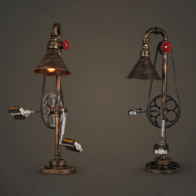 Contemporary Industrial Iron Gear Plumbing Metal 1-Light Table Lamp For Bedroom