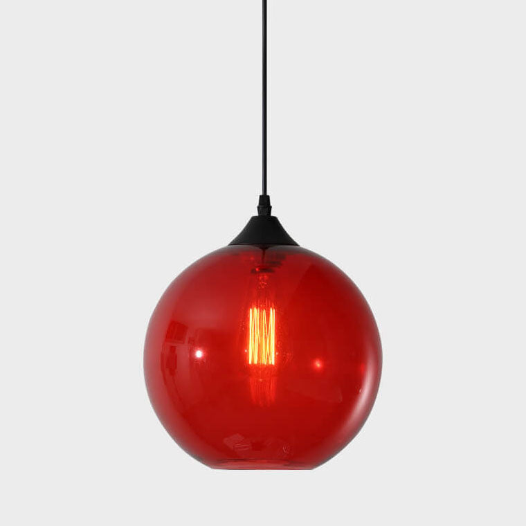 Modern Minimalist Stained Round Glass Iron 1-Light Pendant Light for Living Room