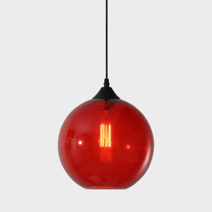 Modern Minimalist Stained Round Glass Iron 1-Light Pendant Light for Living Room
