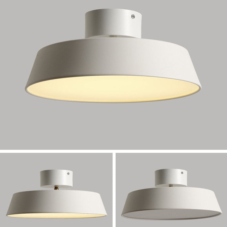Contemporary Scandinavian Round Pot Iron LED Flush Mount Ceiling Light for Living Room