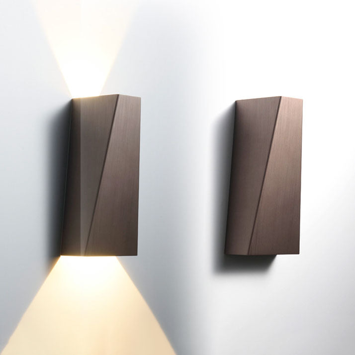 Modern Minimalist Brushed Aluminum Geometric Square LED Wall Sconce Lamp For Living Room