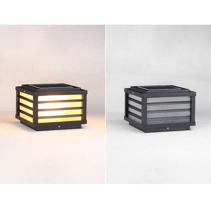 Modern Minimalist Waterproof Solar Square Aluminum PC LED Post Landscape Lighting for Garden