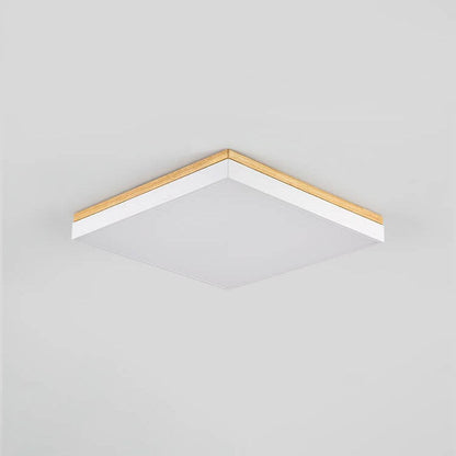 Modern Minimalist Solid Wood Acrylic Square Rectangle LED Flush Mount Ceiling Light for Living Room