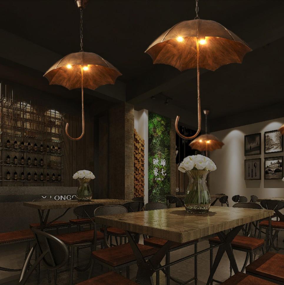 Contemporary Industrial Round Iron 5-Light Umbrella Chandeliers For Living Room