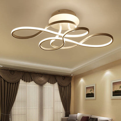 Modern Minimalist Aluminum Acrylic Line LED Flush Mount Ceiling Light