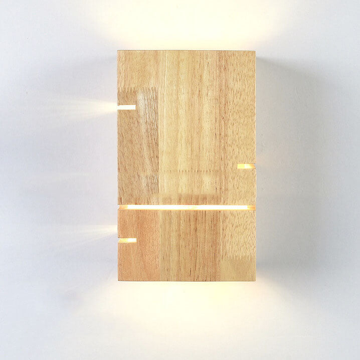 Modern Minimalist Wooden Square 2-Light Wall Sconce Lamp for Bedroom