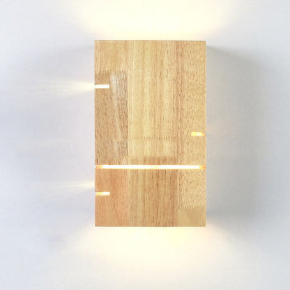 Modern Minimalist Wooden Square 2-Light Wall Sconce Lamp for Bedroom