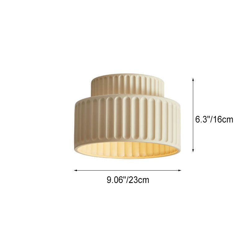 Contemporary Nordic Cream Style Hand Sculpted Stripes Resin Round 1-Light Flush Mount Ceiling Light For Entryway