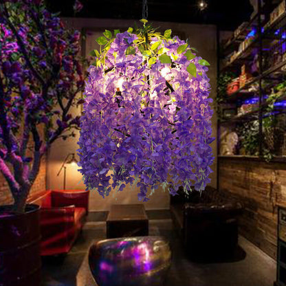 Contemporary Creative Iron Simulation of Flowers Plastic Silk Fabric Colorful Flower 1/3/5-Light Globe Flower Chandeliers For Living Room & Bedroom