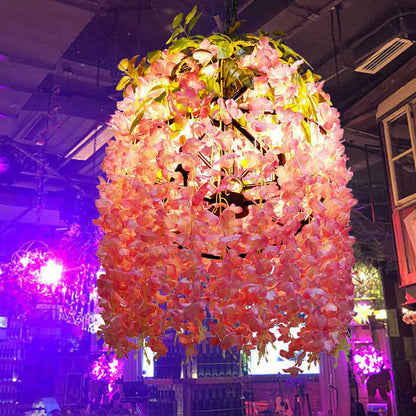 Contemporary Creative Iron Simulation of Flowers Plastic Silk Fabric Colorful Flower 1/3/5-Light Globe Flower Chandeliers For Living Room & Bedroom