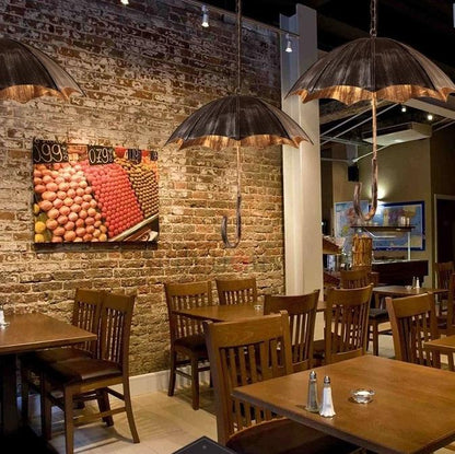 Contemporary Industrial Round Iron 5-Light Umbrella Chandeliers For Living Room