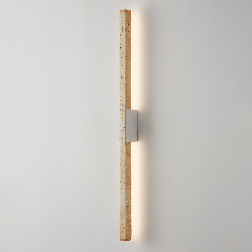 Japanese Wabi-Sabi Yellow Travertine Long Strip LED Wall Sconce Lamp