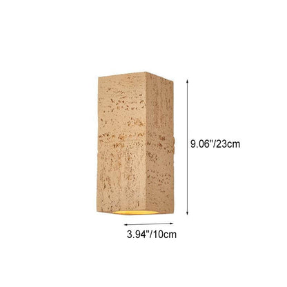 Traditional Retro Wabi-sabi Composites Square Column Hand Sculpted LED Wall Sconce Lamp for Living Room