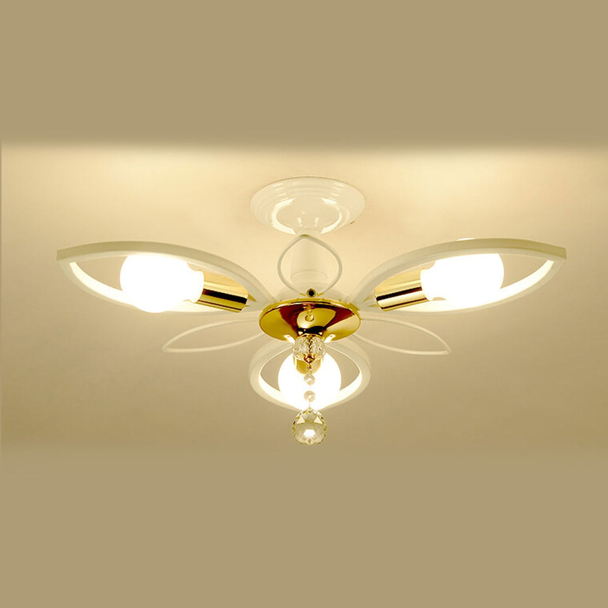 Nordic Light Luxury Wrought Iron Crystal 6/8-Light Flush Mount Ceiling Light