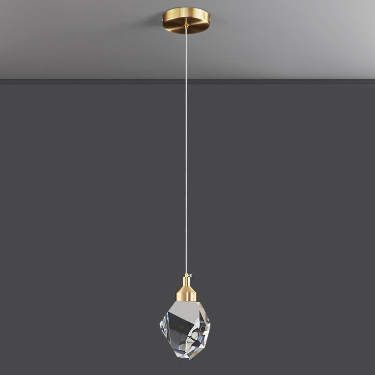 Modern Luxury Sparkling Crystal Stone Iron LED Pendant Light For Living Room