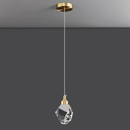 Modern Luxury Sparkling Crystal Stone Iron LED Pendant Light For Living Room