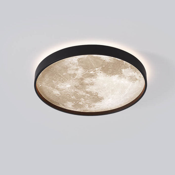 Modern Minimalist Moon Round Iron Acrylic LED Flush Mount Ceiling Light for Living Room