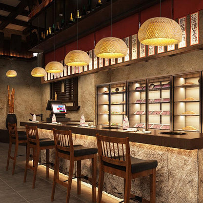 Rattan 1-Light Single Dome Shaped Pendant Light
