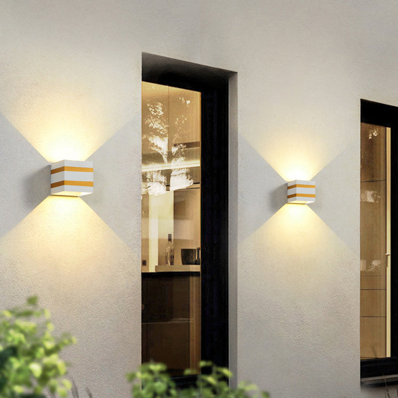 Modern Minimalist Square Cube Aluminum Waterproof LED Wall Sconce Lamp For Outdoor
