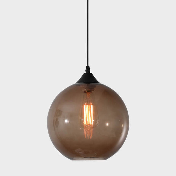 Modern Minimalist Stained Round Glass Iron 1-Light Pendant Light for Living Room