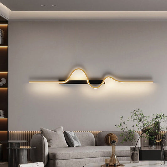 Modern Minimalist Long Wave Design Aluminum Iron LED Wall Sconce Lamp For Living Room