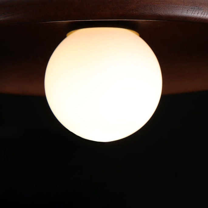 Modern Minimalist Round Disc Solid Wood 1-Light Wall Sconce Lamp