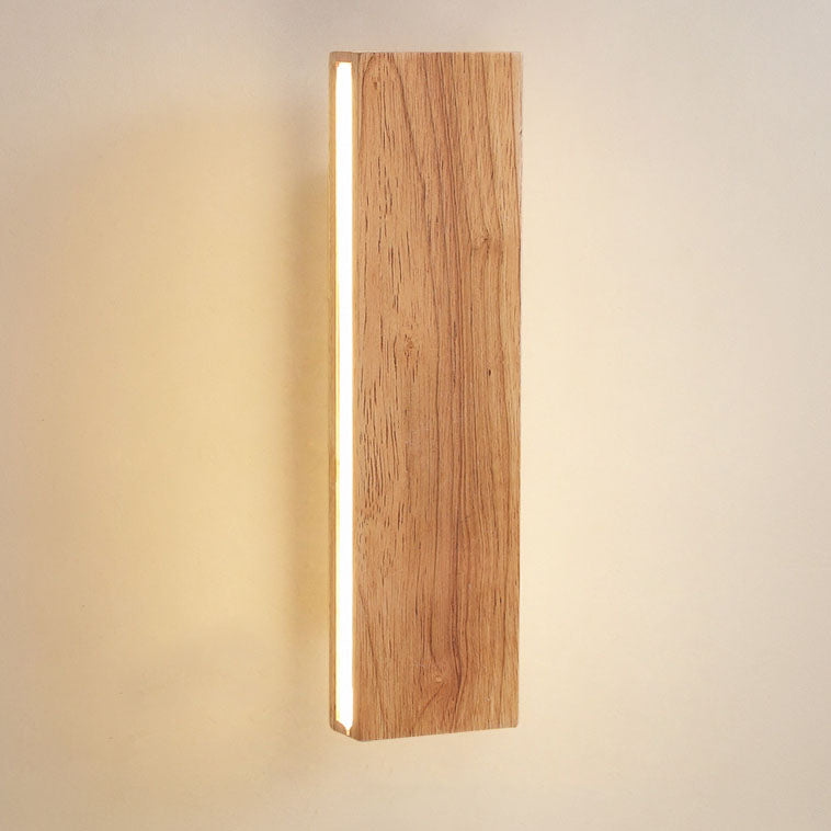 Contemporary Nordic Log Rectangular Flat Rotatable Solid Wood Acrylic LED Wall Sconce Lamp