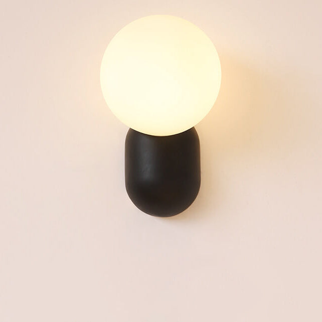 Modern Minimalist Macaron Cream Style Resin Glass Ball 1-Light Wall Sconce Lamp