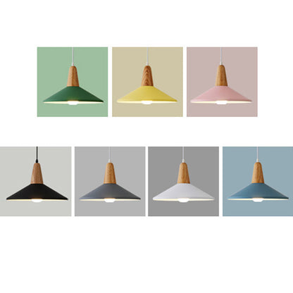 Modern Minimalist Macaron Color Aluminum Solid Wood 1-Light Pendant Light