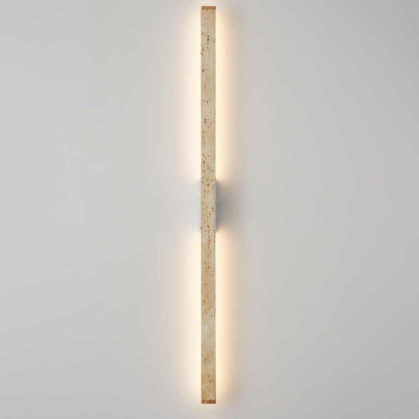 Japanese Wabi-Sabi Yellow Travertine Long Strip LED Wall Sconce Lamp