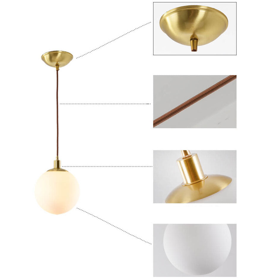 Contemporary Nordic Minimalist White Orb 1-Light Pendant Light For Bedroom
