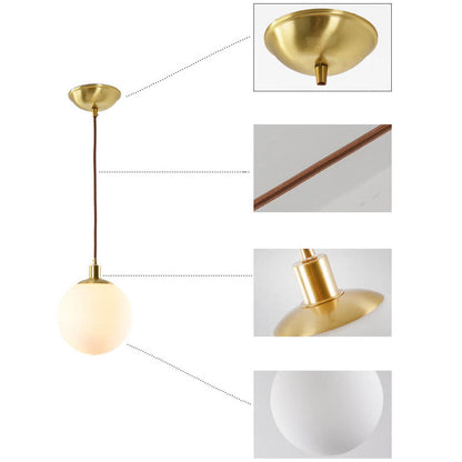 Contemporary Nordic Minimalist White Orb 1-Light Pendant Light For Bedroom