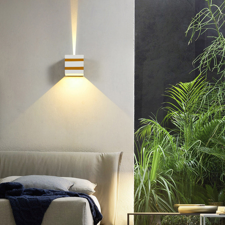 Modern Minimalist Square Cube Aluminum Waterproof LED Wall Sconce Lamp For Outdoor