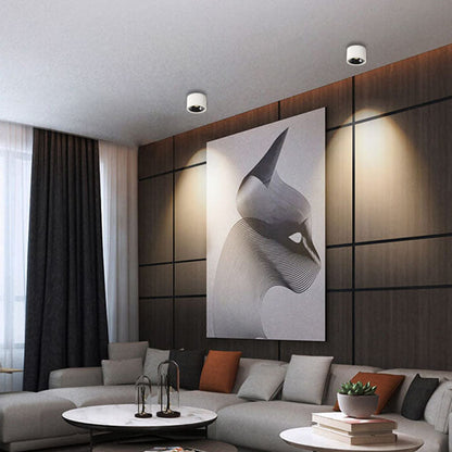 Modern Minimalist Aluminum Round Spotlight Adjustable LED Flush Mount Ceiling Light For Living Room
