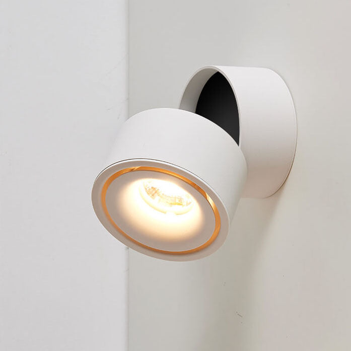 Modern Minimalist Round Aluminium Rotatable Folding LED Wall Sconce Lamp For Living Room & Bedroom