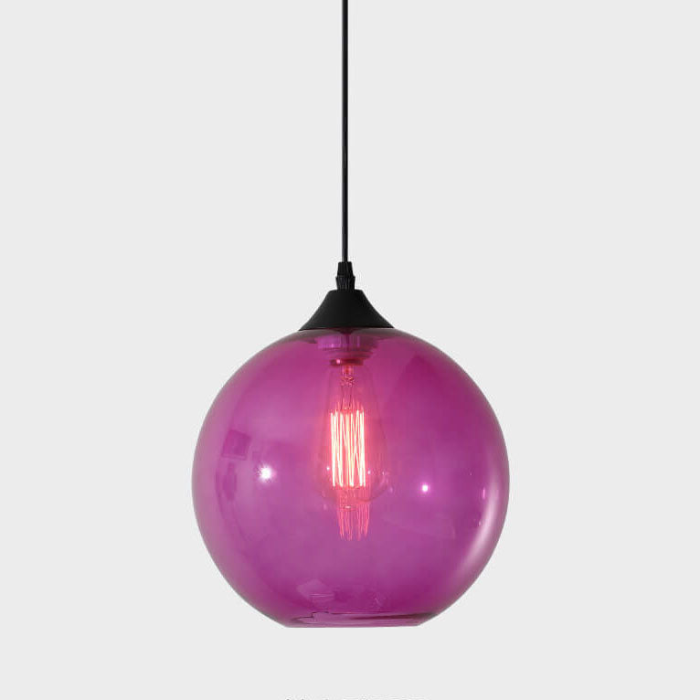 Modern Minimalist Stained Round Glass Iron 1-Light Pendant Light for Living Room