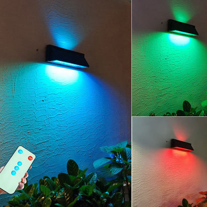Modern Minimalist Solar Waterproof Aluminum Glass Rectangular Slant LED Patio Wall Sconce Lamp For Outdoor