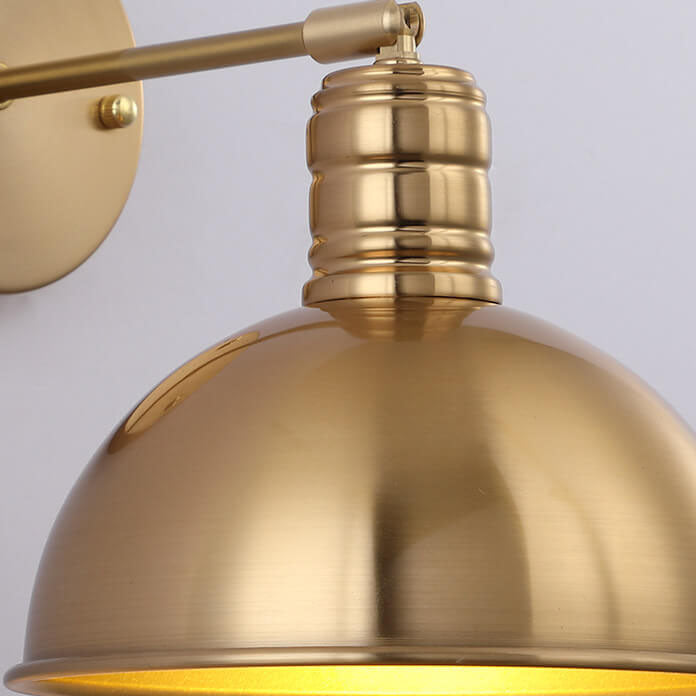 Contemporary Industrial Iron Plated Brass Cone Round 1-Light Wall Sconce Lamp for Living Room