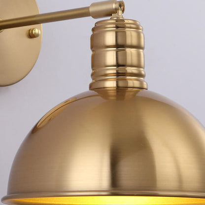 Contemporary Industrial Iron Plated Brass Cone Round 1-Light Wall Sconce Lamp for Living Room